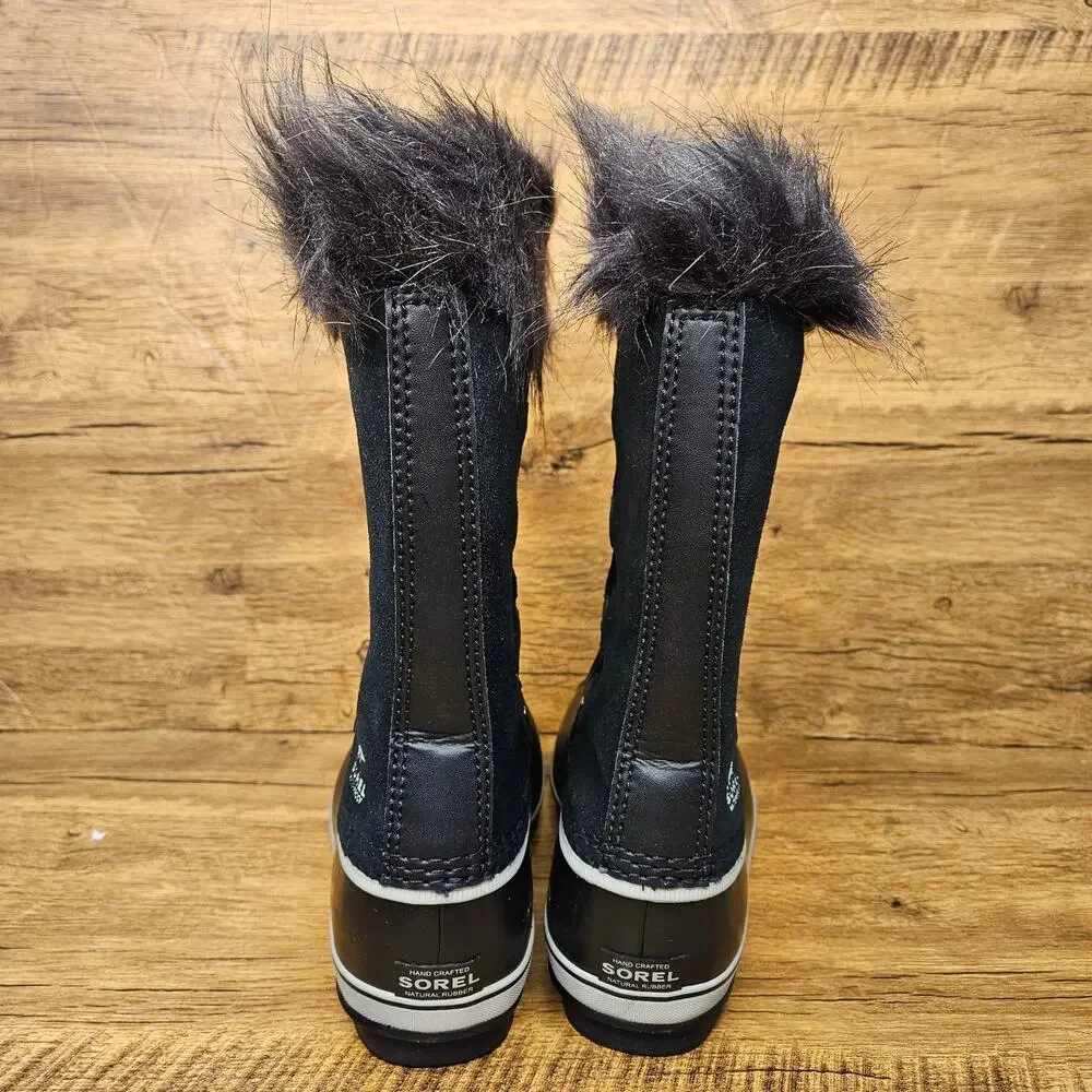 Sorel Joan of Artic Black Waterproof Faux Fur removable line winter boots sz 6